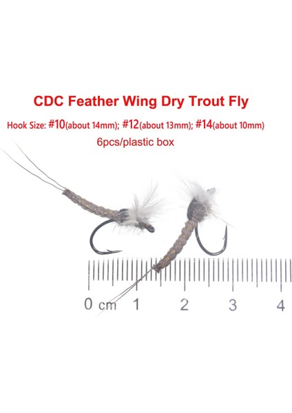 6 Adet Boyut 14 Tarzı Bimoo Ze #12 Cdc Tüy Kanat Mayfly Kuru Sinek Kayalık Nehir Alabalık Balık Tutma Sinekleri Yem Cazibesi (Yurt Dışından)
