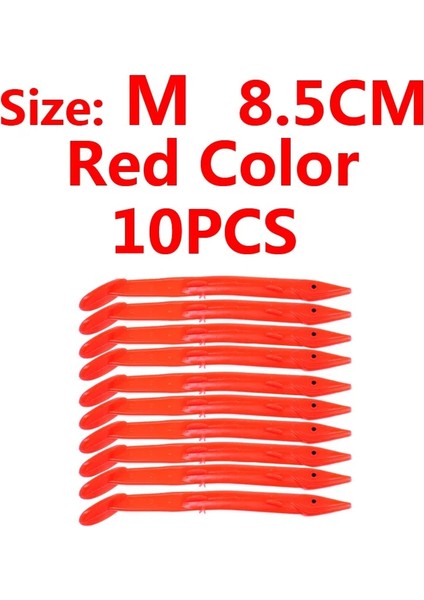 Kırmızı M 10 Adet Tarzı Wifreo Çok Renkli Yumuşak Plastik Yem Balığı Sabiki Rig Yılan Balığı Cazibesi Tuzlu Su Balıkçılık Cazibesi Boyut 7cm 8.5ccm (Yurt Dışından)
