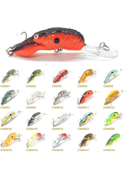 C569X28 Stili Wlure 10G 9cm Kerevit Böcek Yemi Derin Su Crankbait Suda Sıkı Eylem Opp Ambalaj C569 ile 2 #6 Tiz Kanca (Yurt Dışından)