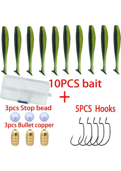 Açık Bej Tarzı 5.5cm Texas Rig Tam Set Silikon Yumuşak Yem Olta Kancası Mermi Şeklindeki Paslanmaz Çelik Fren Boncuk Seti Seti Yem Seti Balıkçılık Lures (Yurt Dışından)