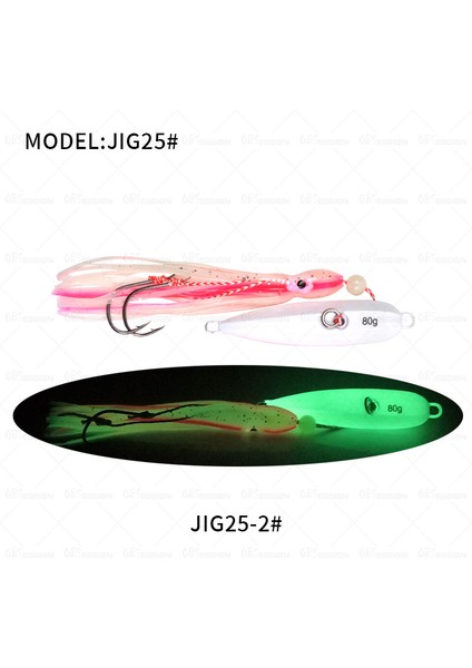 JIG25H-GLOW Tarzı 60G Bottomku Kalamar Ahtapot Cazibesi Metal Yavaş Jig Kafa Etek Kanca 40G60G80G Batan Tuzlu Su Balıkçılık Marlin Cazibesi Sert Yem (Yurt Dışından)