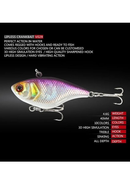 C Stili M 4.6g Mini Vıb Balıkçılık Cazibesi Rattlin Vib Sert Yem Wobbler Crankbait Isca Yapay Levrek (Yurt Dışından) fırsatları