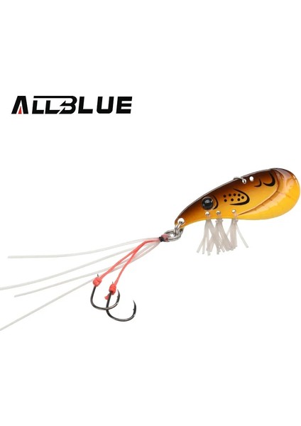 Renk A Stili 54MM 14G Allblue Çılgın Karides 7g 14G Metal Vıb Batan Bıçak Kaşık Balıkçılık Cazibesi Bas Jig Yardımlı Kanca Kauçuk Etek ile Yapay Yem (Yurt Dışından)