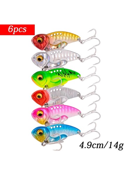 4.9cm 14G Stil C Stili 6 Adet Metal Vib Bıçak Cazibesi Balıkçılık Cazibesi Yem Batan Titreşim Yemler Yapay Deniz Balıkçılık Bas Dalış Döner Yemler (Yurt Dışından)