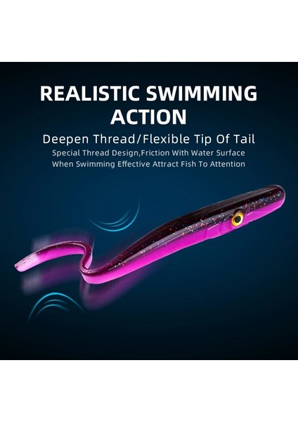 J Tarzı 180MM 3 Adet Bearkıng Olta Takımı Çılgın Sümüklüböcek Yumuşak Balıkçılık Cazibesi Levrek Yapay Yem Silikon Solucan Shad Yılan Balığı Needfish (Yurt Dışından)