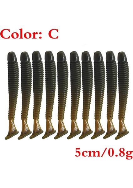 C Stili 48MM 0.8g 10 Adet Lot Balık Tutma Kolay Parlatıcı Solucanlar Yumuşak Yemler 4.8cm 0.8g Sazan Jig Wobblers Baral Swimbaits Yapay Silikon Yem (Yurt Dışından)