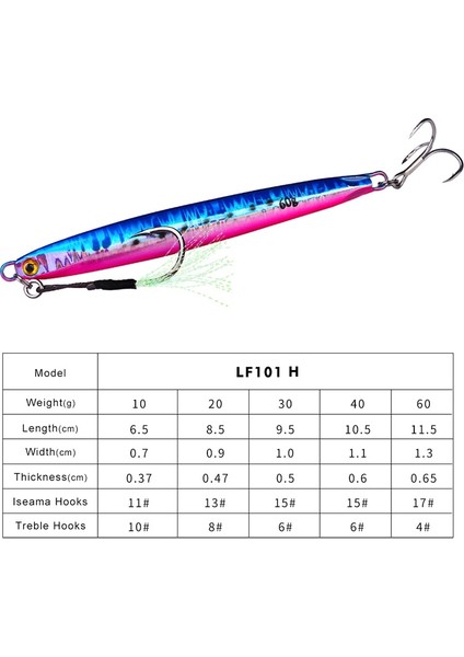Renk H Stili 6.5CM-10G Proberolow Döküm Jig Yemi --60G Uzun Metal Jig Balıkçılık Cazibesi Yapay Sert Bas Pike Olta Takımı (Yurt Dışından)