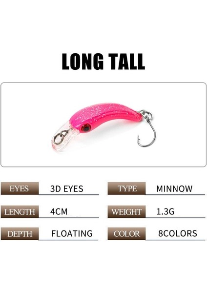 No.9 Tarzı 1 Adet Yüzen Mini Minnow Balıkçılık Cazibesi 1.3g 4cm Yapay Sert Yem Keskin Kanca Crankbait Wobblers Alabalık Pike Bas Mücadele (Yurt Dışından) modelleri
