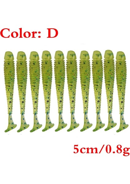 D Stili 48MM 0.8g 10 Adet Lot Balık Tutma Kolay Parlatıcı Solucanlar Yumuşak Yemler 4.8cm 0.8g Sazan Jig Wobblers Baral Swimbaits Yapay Silikon Yem (Yurt Dışından)