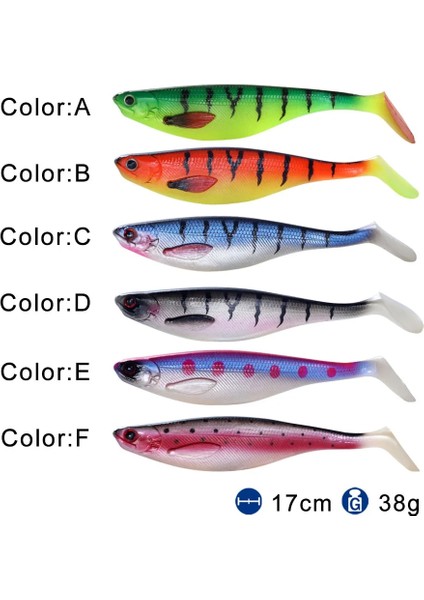 Renkf Stili Fstk 17CM38G Balıkçılık Isca Yumuşak Cazibesi Yapay Silikon Yem Leurre Pike Shad Esfing Deniz Balıkçılığı Lures Için Çorba Gölgesi Cazibesi (Yurt Dışından)