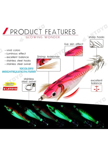C Stili 75MM 9g Letoyo Kalamar Jig G Kalamar Kancalı Yapay Karides Jig Deniz Balıkçılık Lures Aydınlık Mürekkep Balığı Ahtapot Yemler Egi (Yurt Dışından)