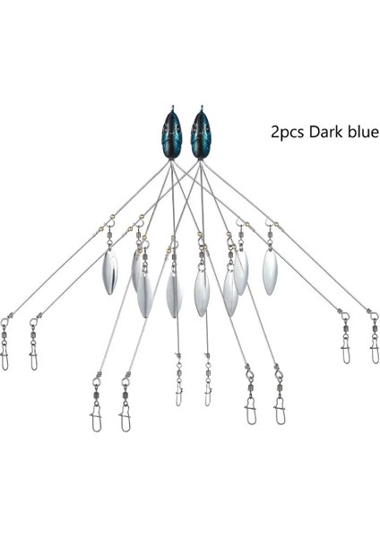 2 Adet Koyu Mavi Stil Bassdash Umbrella Fishing Lure Rig 5 Arms Alabama Rig Head Swimming Bait Bass Fishing Group Lure Snap Swivel Er , 18G (Yurt Dışından)