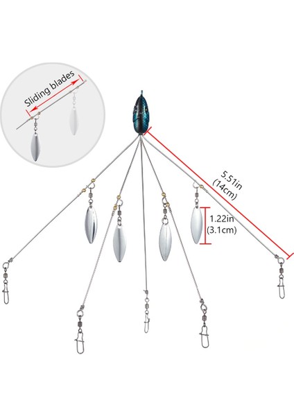 2 Adet Koyu Mavi Stil Bassdash Umbrella Fishing Lure Rig 5 Arms Alabama Rig Head Swimming Bait Bass Fishing Group Lure Snap Swivel Er , 18G (Yurt Dışından) modelleri