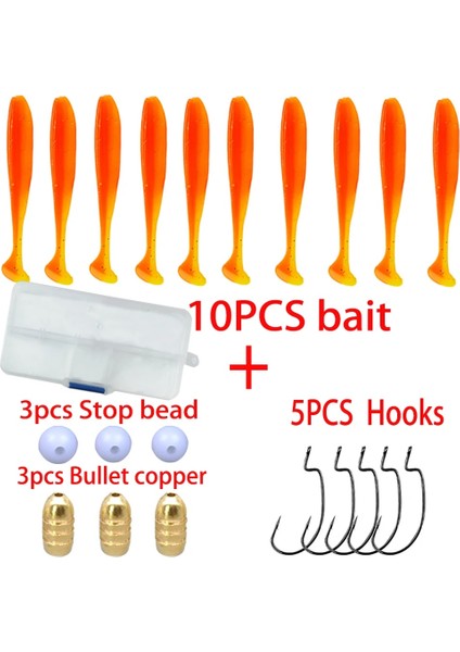 Tam Bir Takım Stili 5.5cm Texas Rig Tam Set Silikon Yumuşak Yem Olta Kancası Mermi Şeklindeki Paslanmaz Çelik Fren Boncuk Seti Seti Yem Seti Balıkçılık Lures (Yurt Dışından)