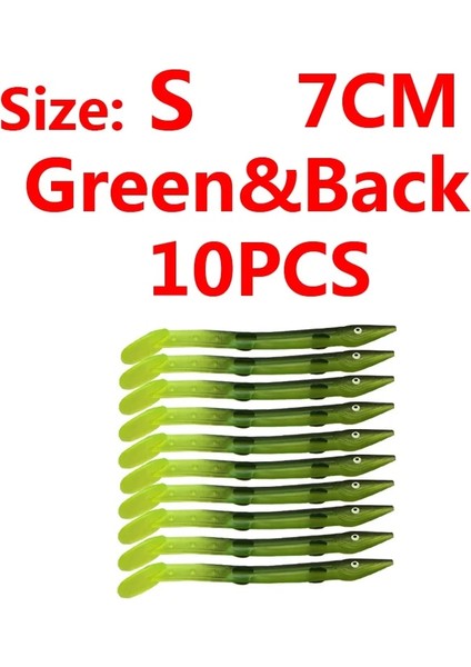 Yeşil ve Siyah S 10 Stili Wifreo Çok Renkli Yumuşak Plastik Yem Balığı Sabiki Rig Yılan Balığı Cazibesi Tuzlu Su Balıkçılık Cazibesi Boyut 7cm 8.5ccm (Yurt Dışından)