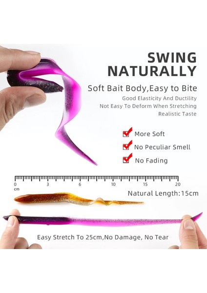 K Tarzı 200MM 3 Adet Bearkıng Pro Yılan Balığı Yumuşak Yemler 20CM 15CM Yapay Yemler Balıkçılık Solucan Silikon Bas Pike Minnow Swimbait Jig Plastik Yemler (Yurt Dışından) indirimleri
