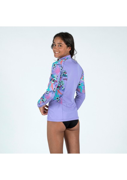 Olaian Çocuk Uzun Kollu UV Korumalı Tişört - Mor/Orkide Desenli - 500 fiyatları