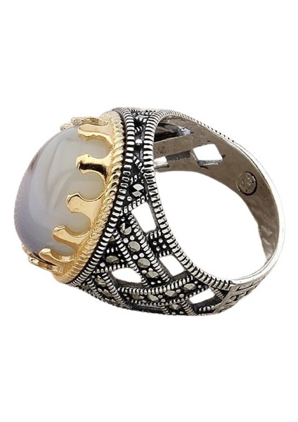 Erkek Yüzük Gümüş 925 Yemen Akik Taşlı modelleri