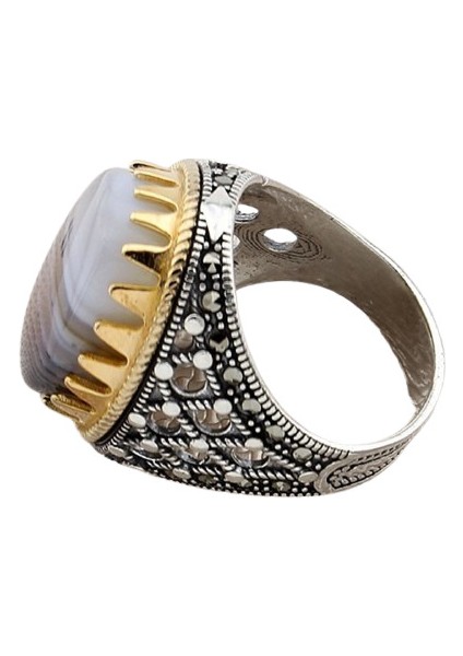 Erkek Yüzük Gümüş 925 Yemen Akik Taşlı modelleri