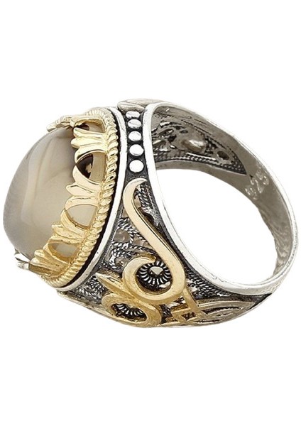 Erkek Yüzük Gümüş 925 Yemen Akik Taşlı modelleri