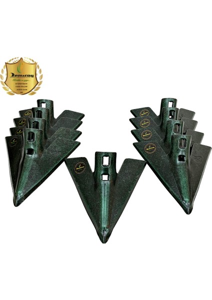 7 mm Demiray Çelik 9 Adet Kültivatör Pabucu (27 Cm) - Kazayağı Pabucu (Yeşil)