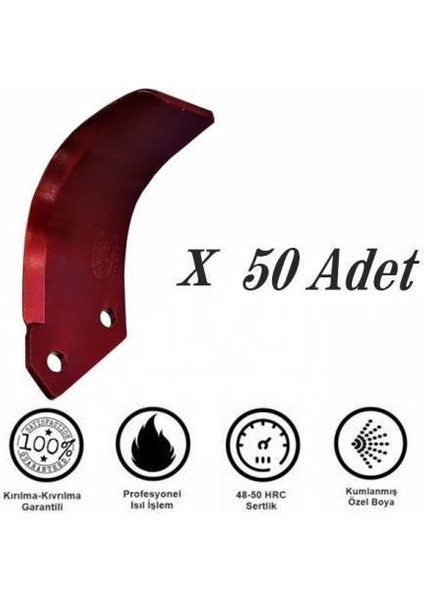 8 mm Ekstra Çelik C Tipi Rotovatör Bıçağı 50 Adet - Yüksan Marka Uyumlu