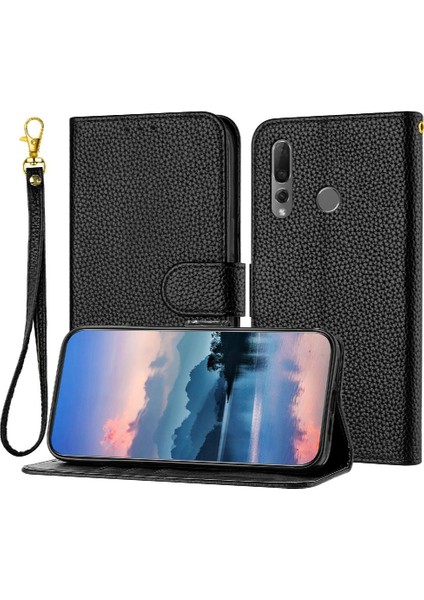 Için Huawei Y9 Başbakan 2019 Litchi Desen Flip Folio Pu Deri Telefon Kılıfı (Yurt Dışından)