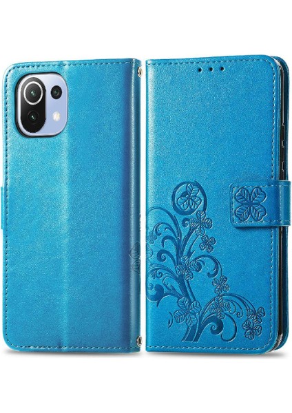 Xiaomi 11 Lite Için Kapak Çevirin Kısa Kayış Zarif Dört Telefon Kılıfı (Yurt Dışından)