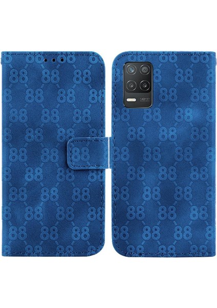 Realme Için 8 5g/8s 5g Çift 8 Kabartmalı Pu Deri Kart Tutucu Telefon Kılıfı (Yurt Dışından)