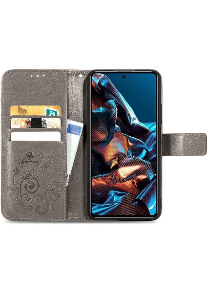Xiaomi Poco X5 Pro Dört Yapraklı Yonca Deri Zarif Flip Case Telefon Kılıfı (Yurt Dışından) modelleri