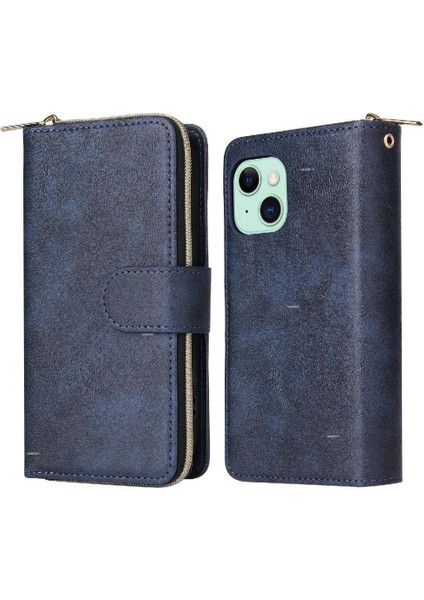Iphone 15 Artı Cüzdan Durumda 9 Kart Yuvaları ile Fermuar Cep Flip Telefon Kılıfı (Yurt Dışından)