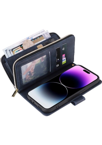 El Kayışı ile iphone 14 Pro Max Için Kapak Kapak Kart Tutucu Cüzdan 9 Telefon Kılıfı (Yurt Dışından)
