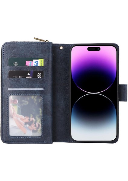 El Kayışı ile iphone 14 Pro Max Için Kapak Kapak Kart Tutucu Cüzdan 9 Telefon Kılıfı (Yurt Dışından)