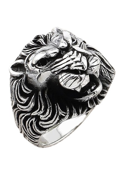 Erkek Yüzük Gümüş 925 Motorcu Aslan