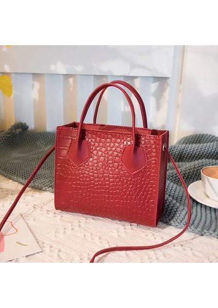 Kırmızı Stil 2020 Moda Trendi Kadın Timsah Desen Crossbody Çanta Vintage Claolid Tarzı Omuz Çantası Bayanlar Için Şık Tote (Yurt Dışından)