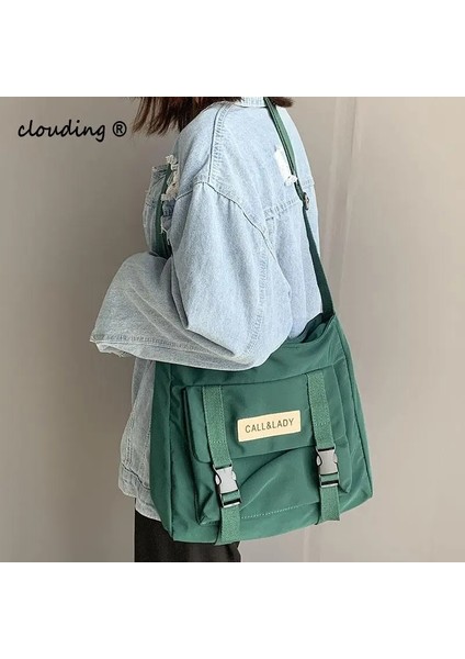 Sarkıt Stili ile Sarı Naylon Su Geçirmez Kanvas Okul Çantası Şık Japon Tarzı Basit Postacı Çantası Kore Postacı Çantası (Yurt Dışından) modelleri