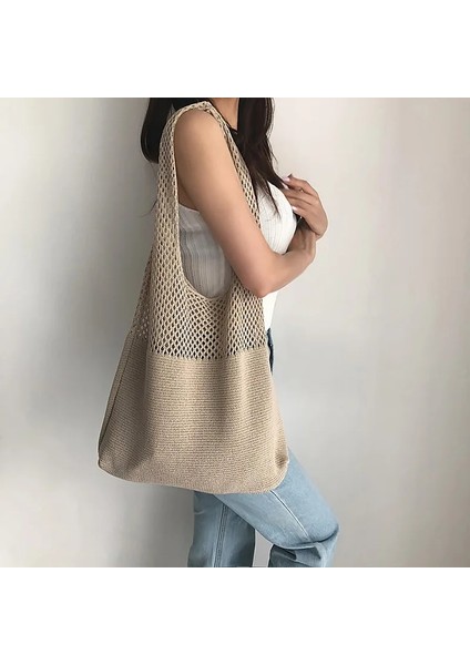 Renk 1 Tarzı Dokuma Bayan Omuz Çantaları Bayanlar Tasarımcı Örme Örgü Çanta Tote Yaz Plaj Partisi Çanta Çantalar Shopper Sac Satchel Kadın (Yurt Dışından)