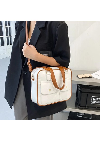 Zencefil Tarzı 27.5X9X23CM Lüks Retro Basit Kare Crossbody Çanta Kadınlar Için Pu Deri Tasarımcı Omuz Çantaları Kadın Rahat Üst Saplı Kılıf (Yurt Dışından) modelleri