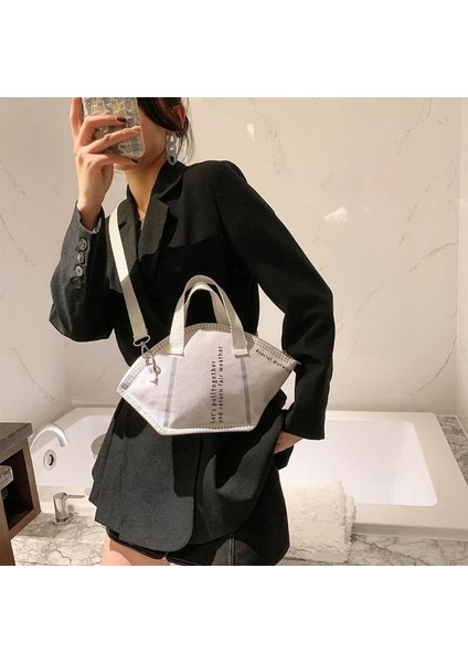 Siyah Stil Kadın Maske Tarzı Çanta Moda Trendy Bayan Alışveriş Çantası Benzersiz Tasarım Trendy Omuz Çantaları Siyah Beyaz Sl (Yurt Dışından) fiyatları