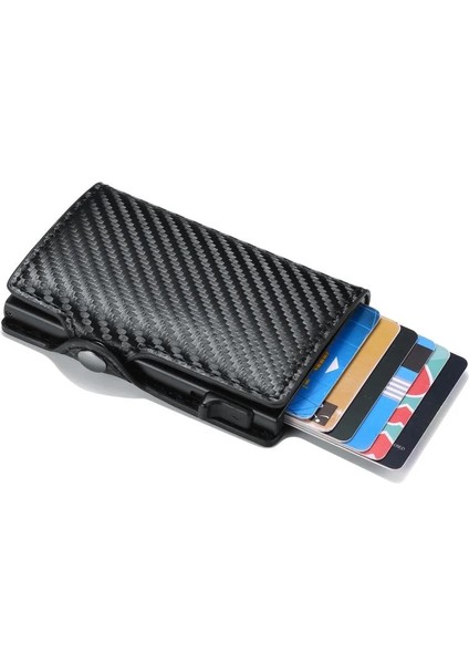 Karbon Fiber Tarzı Dıenqı Karbon Fiber Kart Sahibinin Cüzdan Erkekler Rfid Siyah Sihirli Üç Katlı Deri Ince Mini Cüzdan Küçük Para Çantası Erkek Çantalar (Yurt Dışından) modelleri