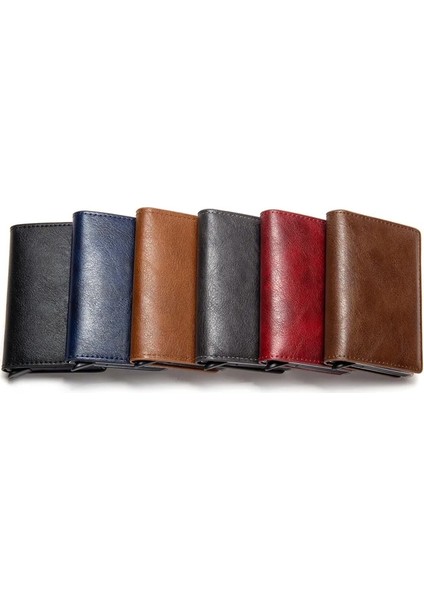 YM003 Kahverengi Stil Bir Kadın Akıllı Cüzdan Kartvizitlik Rfid Cüzdan Alüminyum Metal Kredi Iş Mini Kart Cüzdan (Yurt Dışından) indirimleri