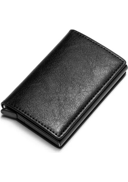 Siyah 9810 Stili Alüminyum Kredi Iş Mini Kart Cüzdan Erkek Kadın Akıllı Deri Cüzdan Para Klipsli Rfid Kart Sahibinin (Yurt Dışından)