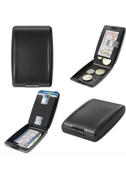 Siyah Stil Erkekler Metal Akıllı Kart Sahibinin Banka Kartı Engelleme Hard Case Kısa Cüzdan Erkek Kredi Kartı Rfıd Güvenli Hırsızlığa Karşı Tarama Korumak (Yurt Dışından) fırsatları