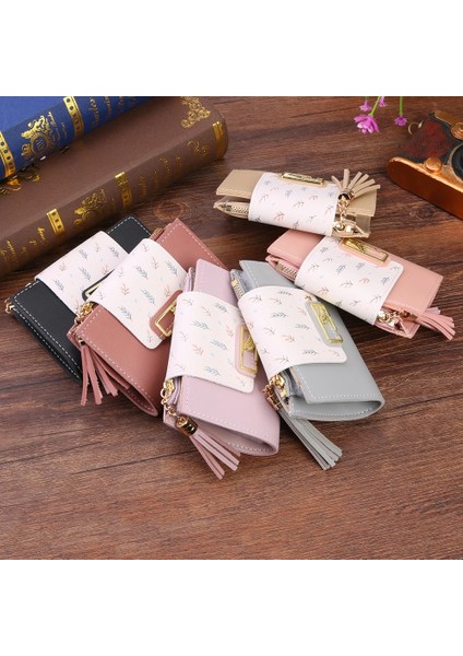Siyah Stil Moda Püsküller Kadınlar Için Kısa Cüzdan Çanta Pu Deri Debriyaj Çantalar Sevimli Kore Kart Sahibinin Kadın Katlanır Küçük Bozuk Para Cüzdanı Bolsas (Yurt Dışından) modelleri