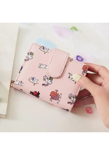Baskılı Pembe Stil Cüzdan Kadın Karikatür Baskılı Para Çantaları Bayan Tatlı Pembe Kawaii Mini Çanta Bozuk Para Cüzdanı Kartlık Moda Kız Katlanabilir Yeni (Yurt Dışından)
