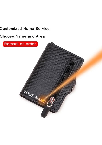 Karbon Siyahı Stili Gravür Karbon Fiber Kredi Kartı Tutacağı Erkek Cüzdan Kılıfı Rfid Engelleme Pop Up Kart Sahibi Alüminyum Metal Minimalist Cüzdan Güvenli (Yurt Dışından) fiyatları
