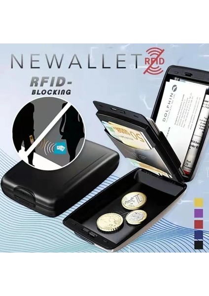 Kırmızı Stil Akıllı Cüzdan Kart Sahibinin Rfid Engelleme Hard Case Katı Kımlık Kredi Kartı Tarama Cardbag Korumak Erkek Kadın Gümüş Metal Bozuk Para Cüzdanı (Yurt Dışından) modelleri