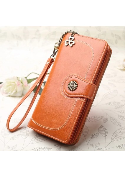 Turuncu Tarzı Deri Kadın Cüzdanları Moda Uzun Fermuarlı Kadın Cüzdanı Kadın Çantaları Para Madeni Para Tutacağı Kadın Çanta Fermuarlı Kadın Uzun Çanta (Yurt Dışından)