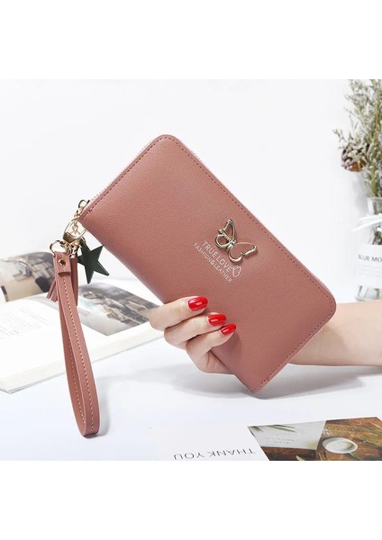 Koyupembe Stili Moda Kelebek Kadın Cüzdan Bilek Kolu Telefon Kılıfı Uzun Bölüm Para Cebi Kılıfı Çanta Kadın Çanta Kart Sahibinin (Yurt Dışından)