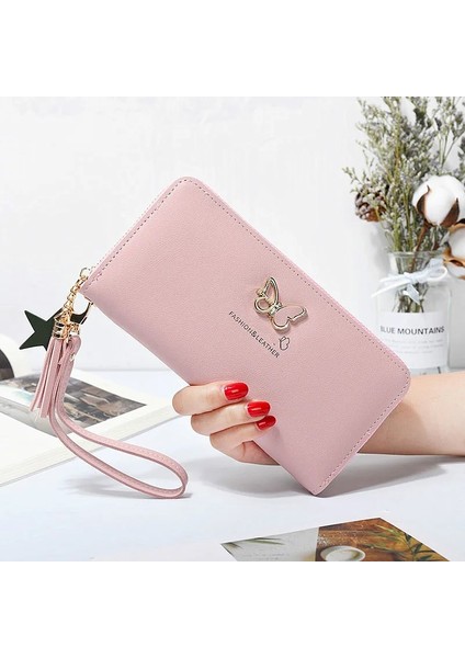 Koyupembe Stili Moda Kelebek Kadın Cüzdan Bilek Kolu Telefon Kılıfı Uzun Bölüm Para Cebi Kılıfı Çanta Kadın Çanta Kart Sahibinin (Yurt Dışından) indirimleri